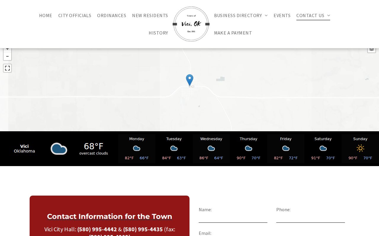 Dewey County Vici warrant records reference showing town hall and police contact routes